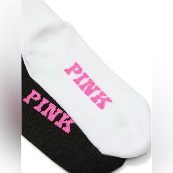 PINK Victoria's Secret Black and White Crew Socks 2-Pack- NWT - Picture 2 of 4